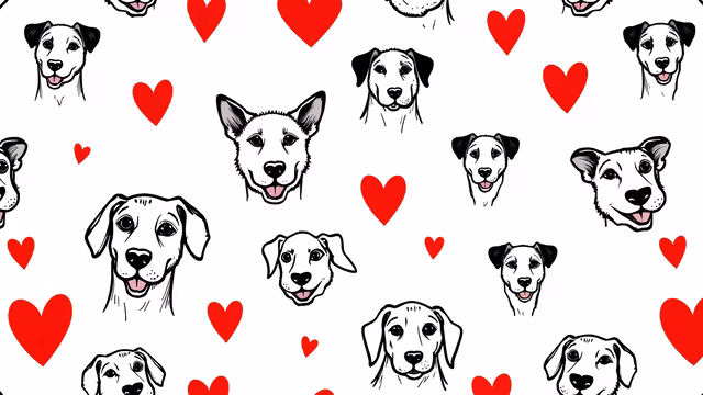 Dog Faces with Hearts