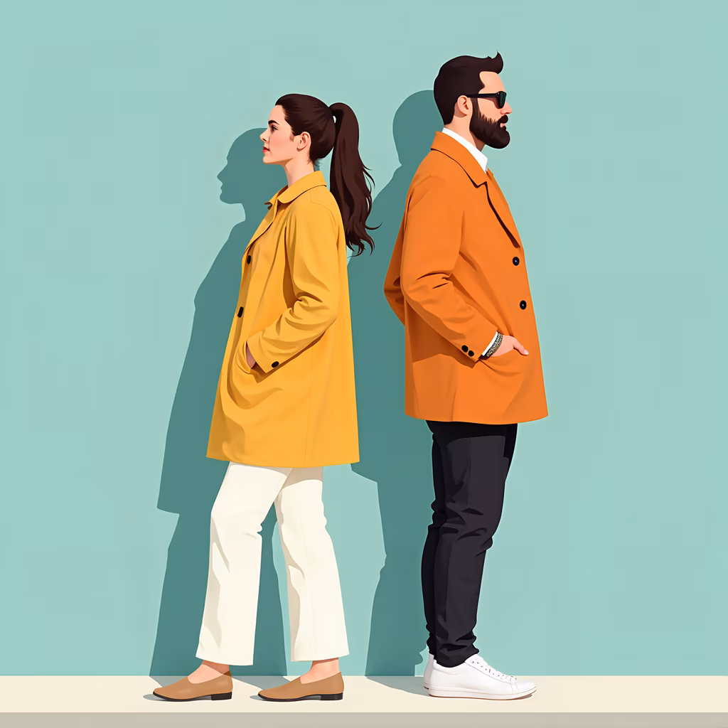 Fashion Duo: Stylish Figures Back-to-Back