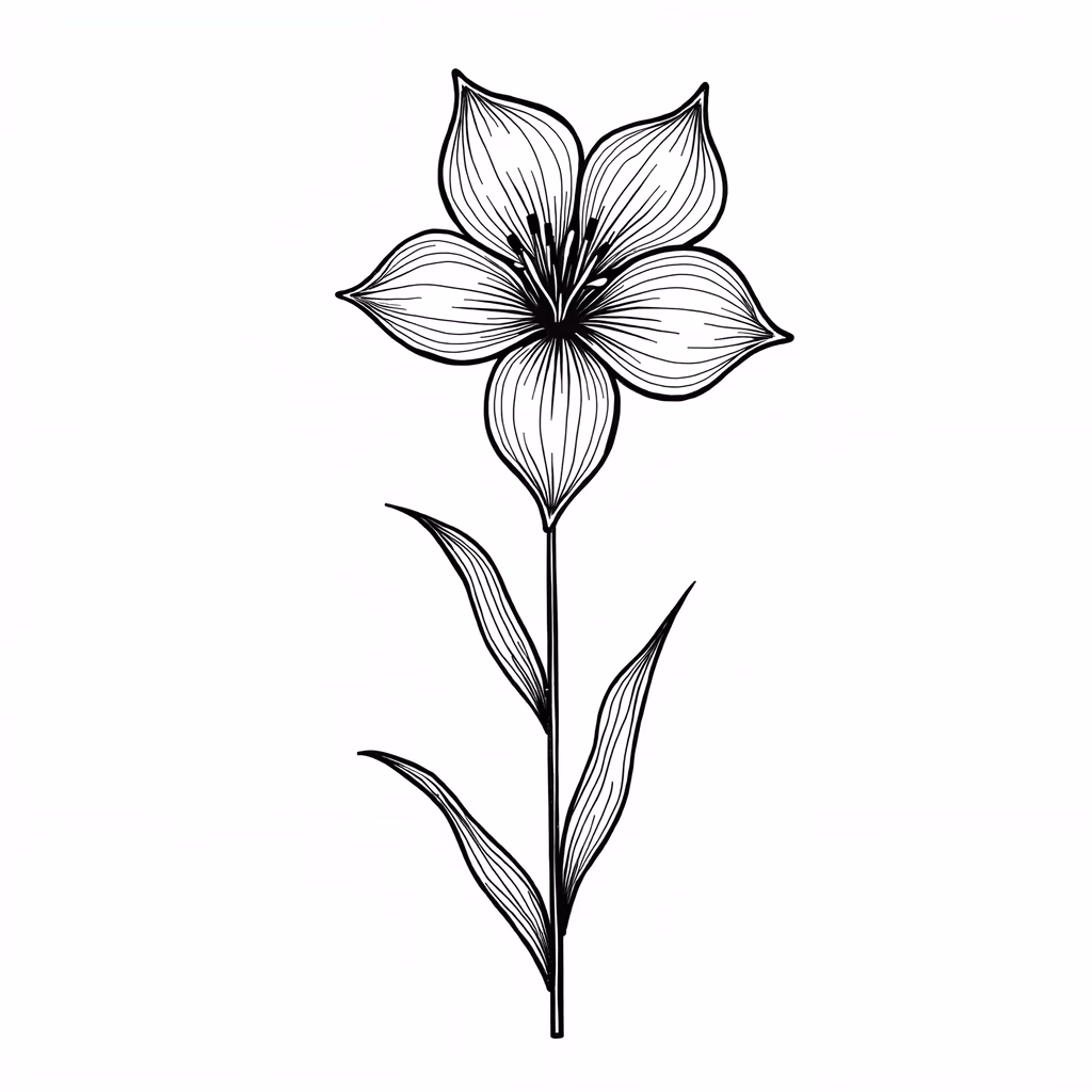 Minimalist black-and-white floral illustration
