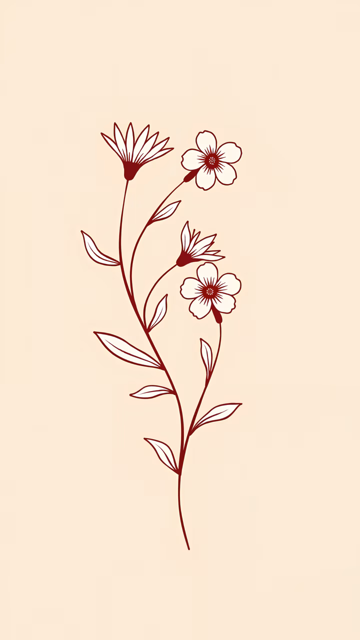 Minimalist floral sketch with soft colors and elegant simplicity.