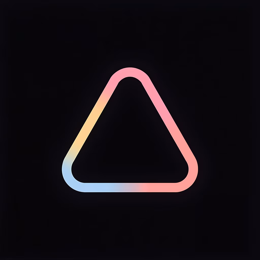 A minimalist gradient triangle on a black background, showcasing smooth color transitions and modern aesthetics.