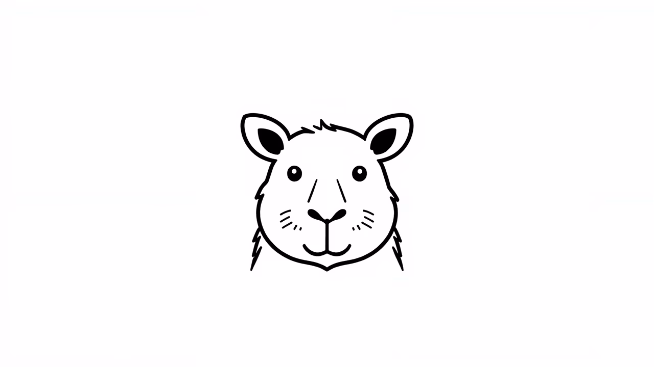 Minimalist black-and-white illustration of a cute hamster.