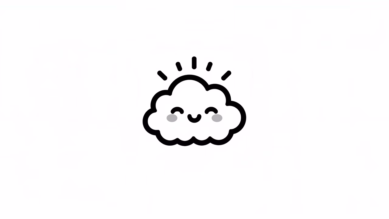 A cute, smiling cloud illustration conveying happiness and positivity.