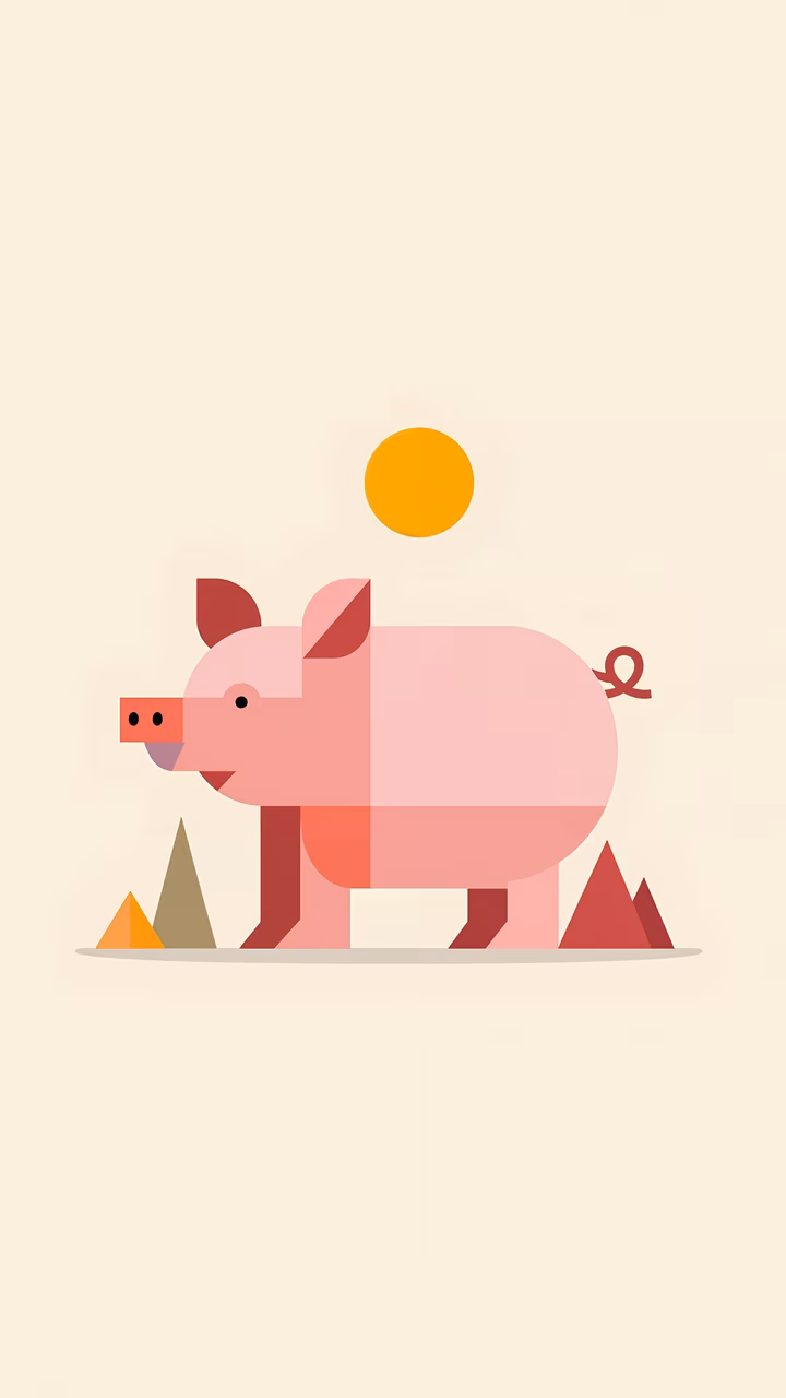 A cute pig illustration with vibrant colors and a playful vibe.