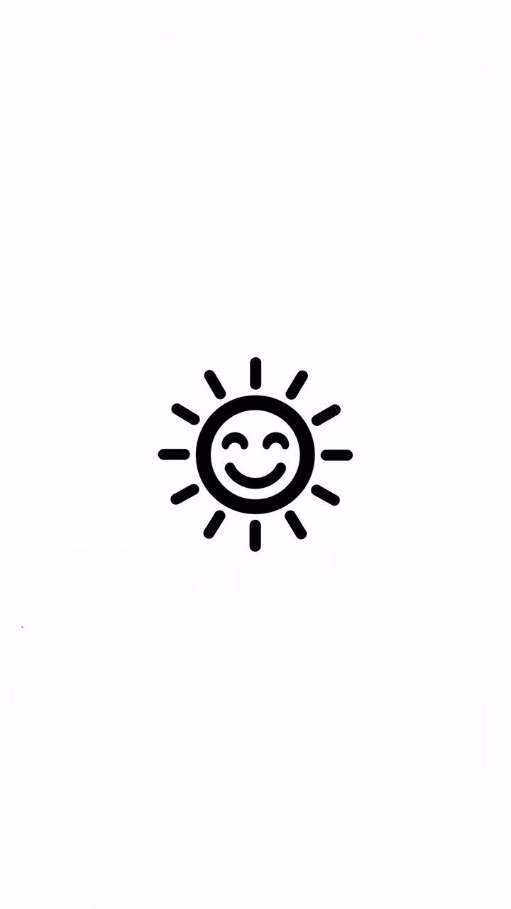 A minimalist, happy sun illustration perfect for positive vibes and everyday use.