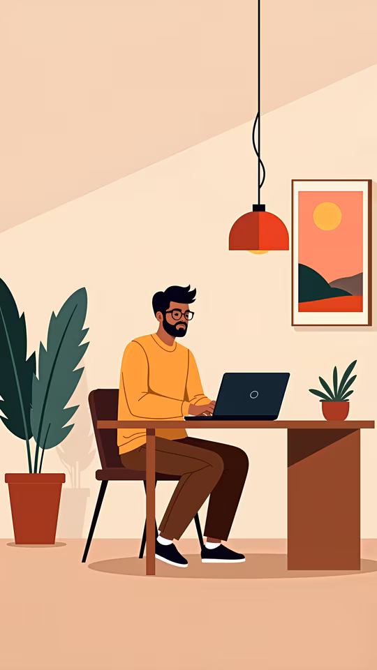 Man Working Illustration
