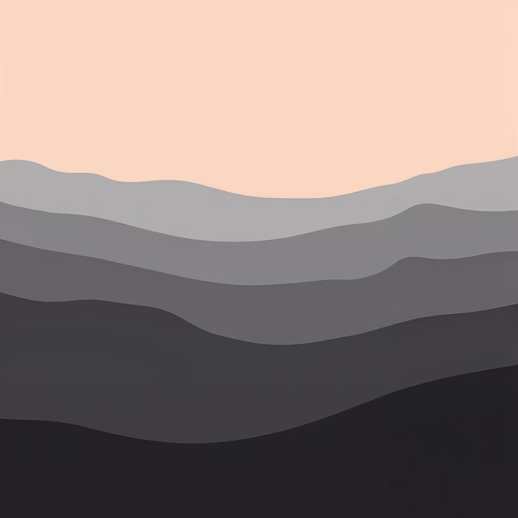 Soothing minimalist landscape with layered waves and soft peach tones.