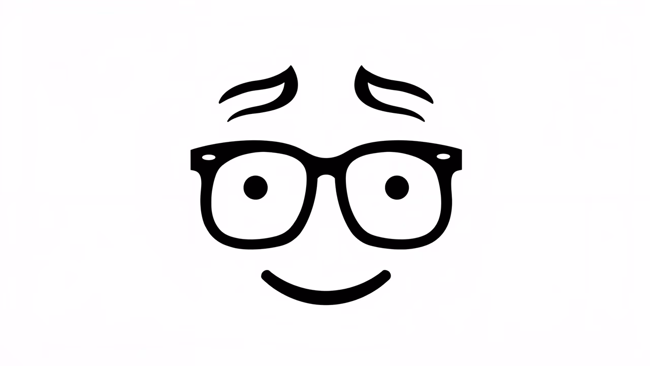 Simple yet expressive illustration of a curious face with glasses.