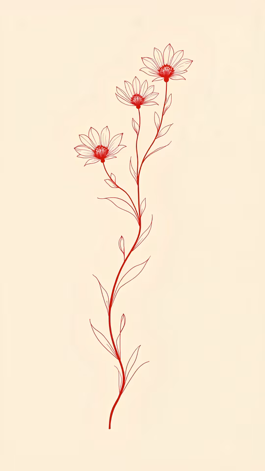 Red Floral Sketch