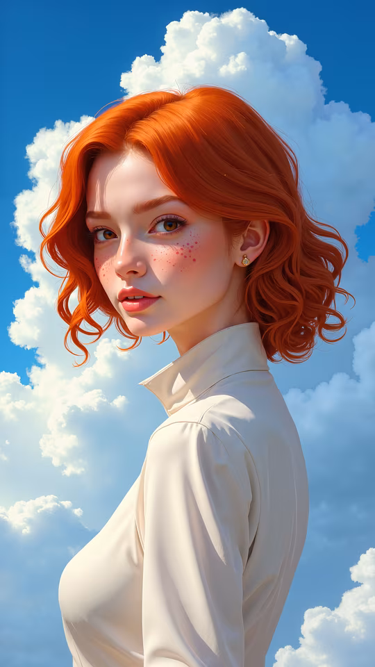 Red-Haired Girl Against Sky