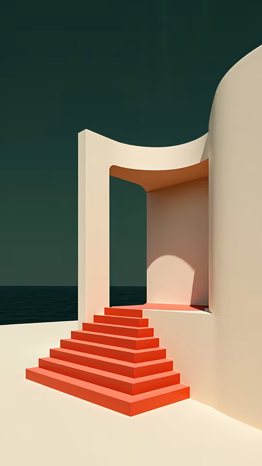 Red Steps Minimalist Illustration