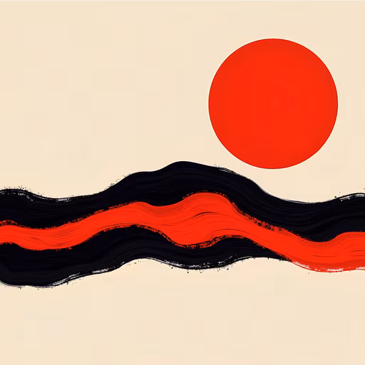 Red Sun and Waves