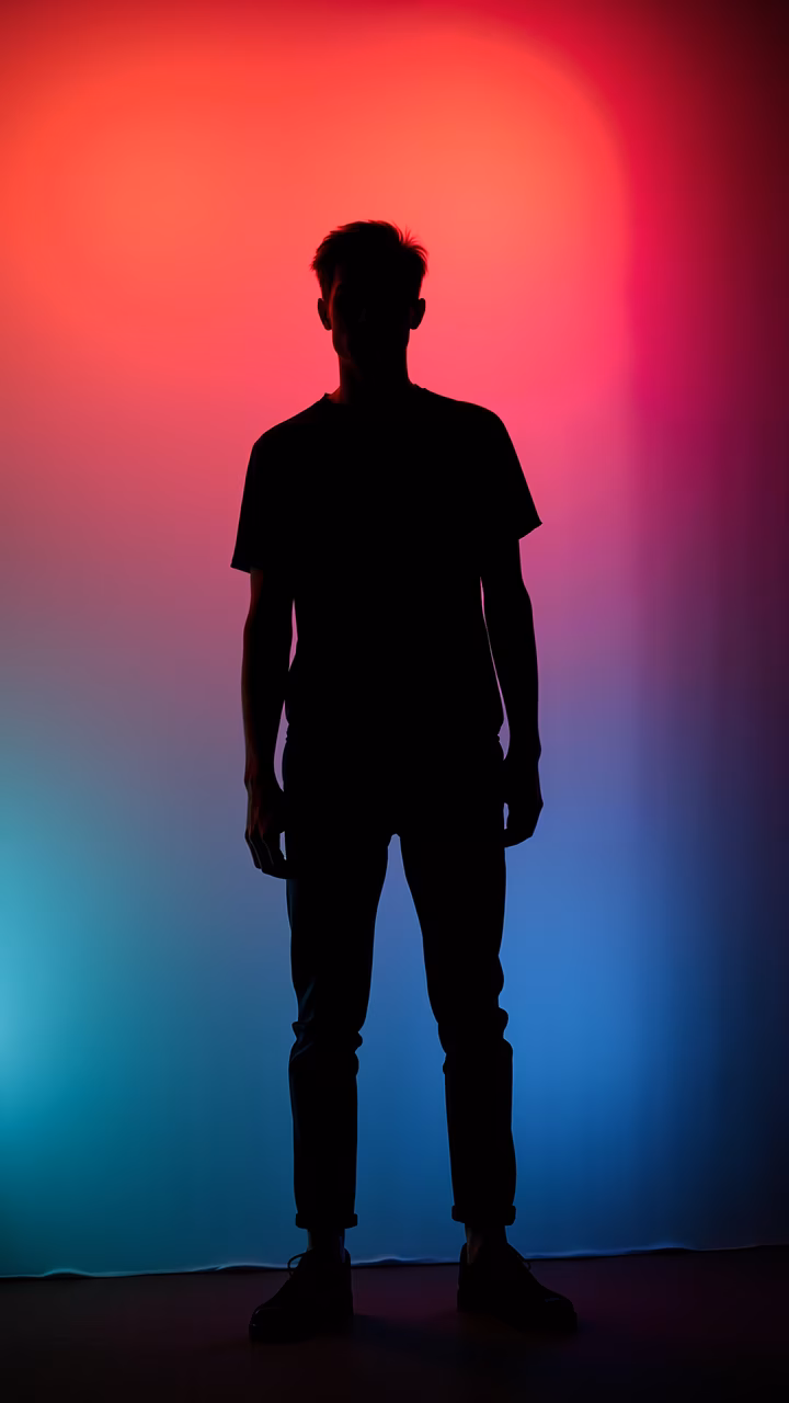 Silhouette portrait with a colorful gradient background