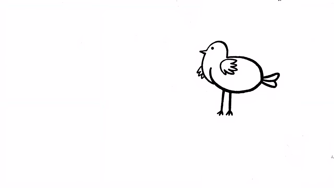 Minimalist black-and-white bird illustration