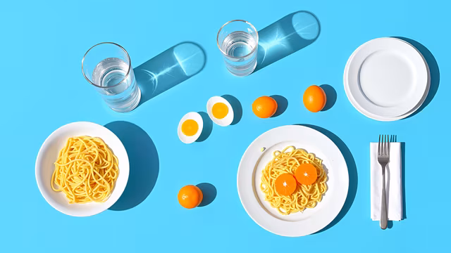 Spaghetti and Eggs Minimalist Illustration