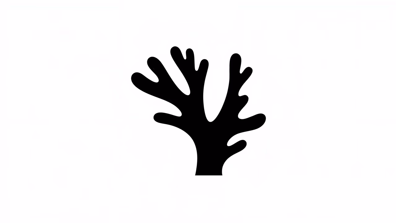 Minimalist black tree silhouette on white background