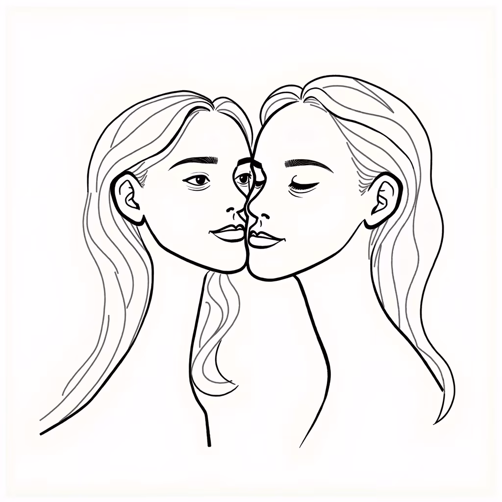 Two faces merging in harmony, symbolizing unity and connection.