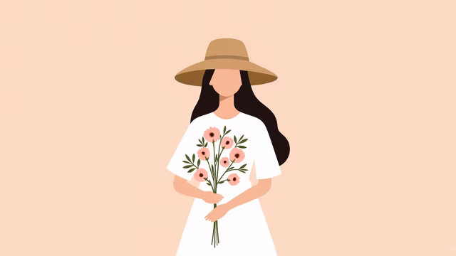 Woman with Flowers Illustration