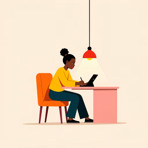 Woman Working Under Warm Light