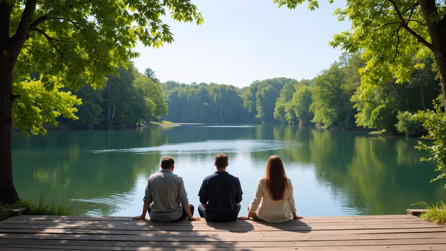 Three Friends by the Lake