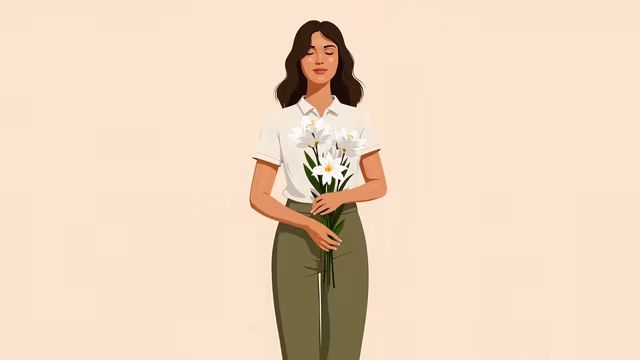 Woman Holding Flowers