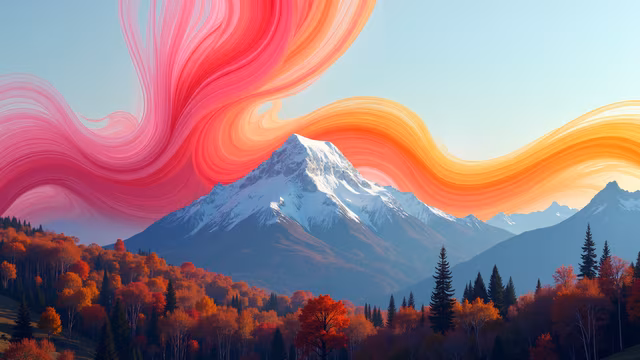 Abstract Landscape with Snow-Capped Peak