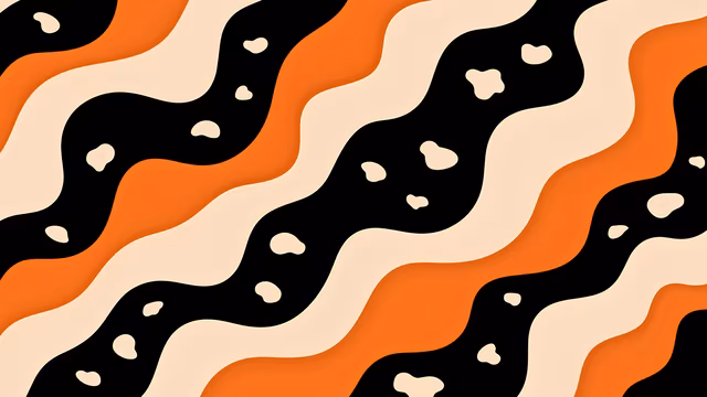Abstract Waves in Orange and Black