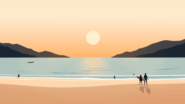 Beach Sunset Illustration