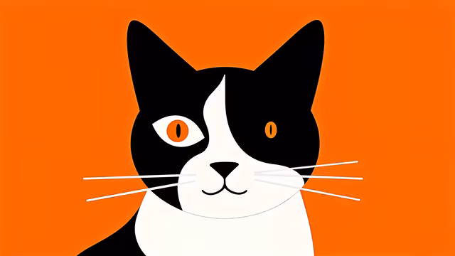 Black and White Cat Illustration