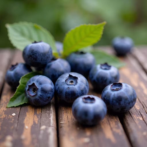 Blueberries on a Wooden Table