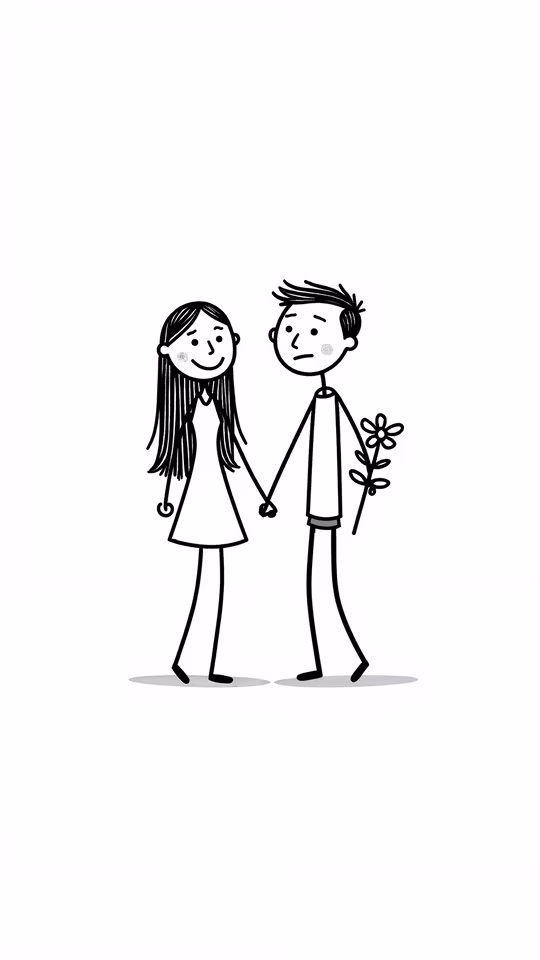 Cartoon Couple Holding Hands