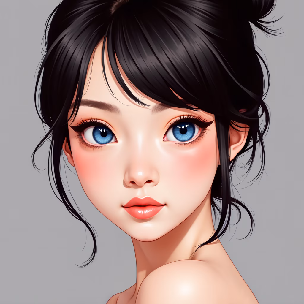 Soft pastel colors and delicate shading create a gentle and charming portrait.