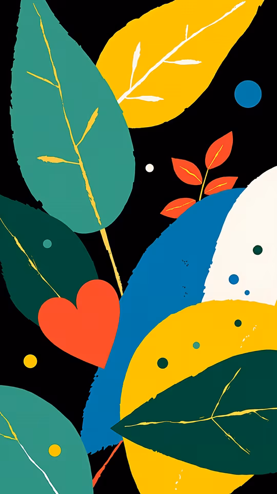 Colorful Leaves and Heart