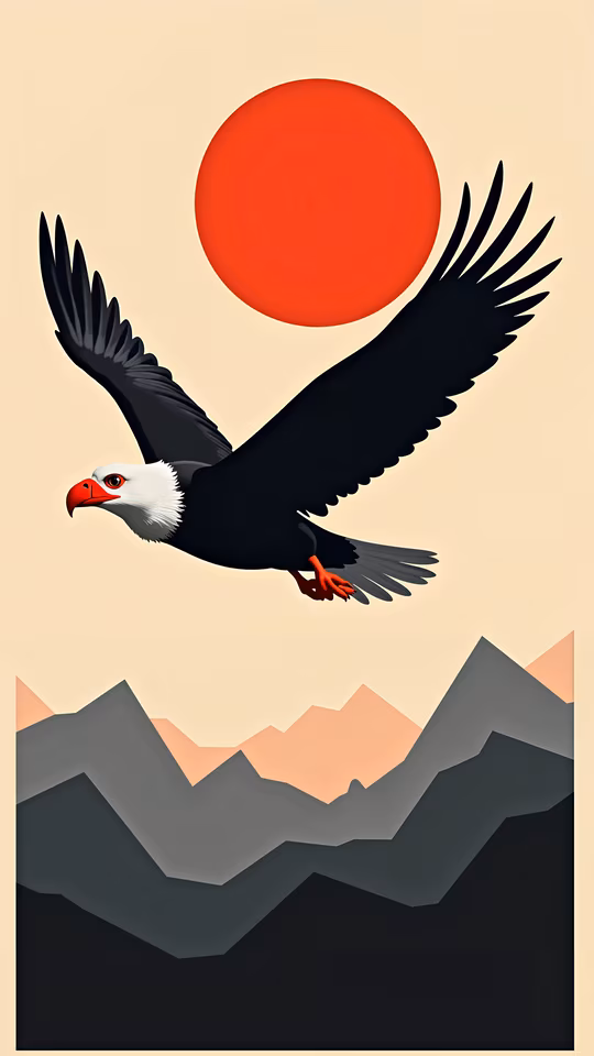 Eagle Soaring Against the Sun