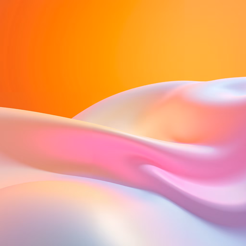 Soft pastel waves against a warm orange sky, evoking tranquility and movement.