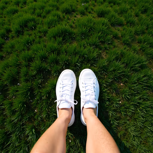 Footwear on Green Grass