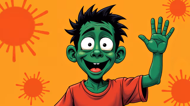 Green Boy Waving