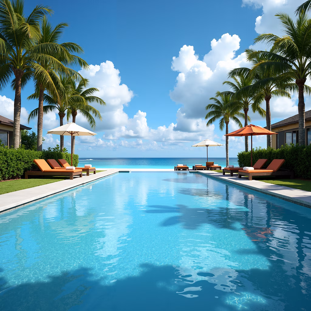 Infinity pool overlooking the ocean, perfect for relaxation and vacation vibes.