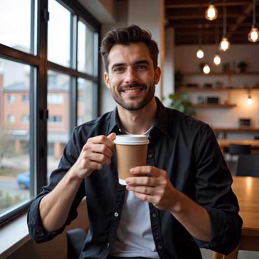 Man Enjoying Coffee