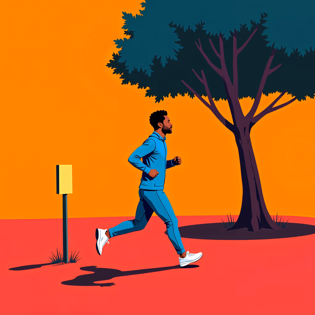 Vibrant jogging illustration in a park setting