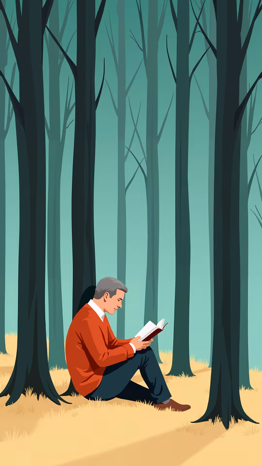 Man Reading in the Woods