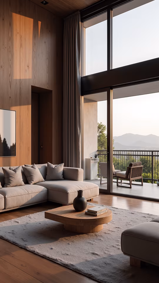 Modern Living Room with Panoramic View