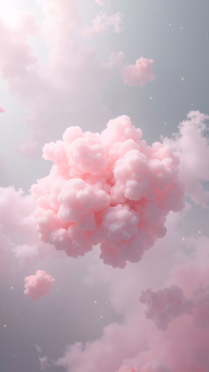 Soft pastel pink clouds in a tranquil sky, evoking peace and wonder.