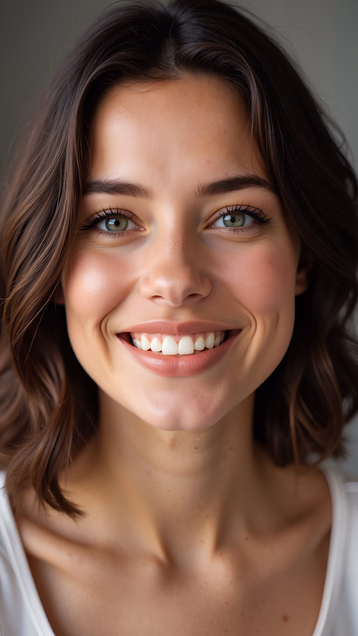 Close-up portrait of a radiant smile, capturing natural beauty and warmth.