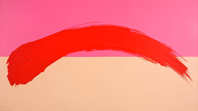 Red Brushstroke on Pink