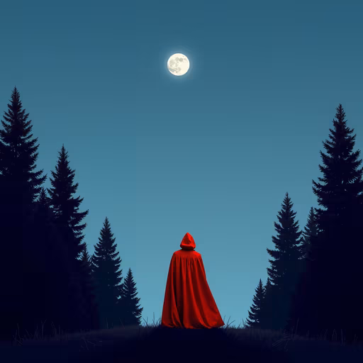 Red Cloak Under the Moon