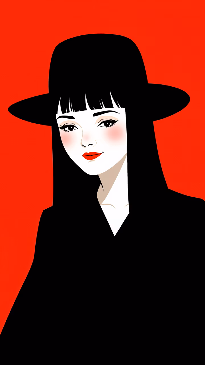 Minimalist fashion illustration with bold colors and elegant simplicity.