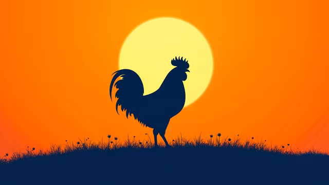 Rooster Silhouette at Sunset