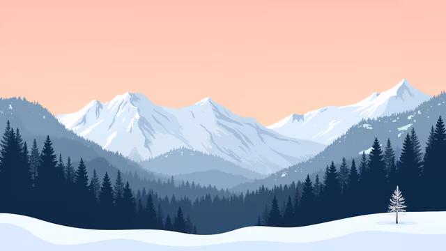 Snowy Mountain Landscape Illustration