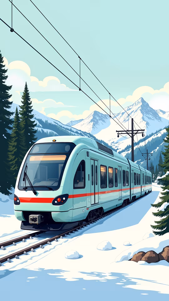 Snowy Mountain Train Journey